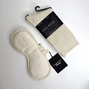 NEW Charter Club Cream 100% Cashmere Soft Warm Winter Sleep Mask And Socks Set